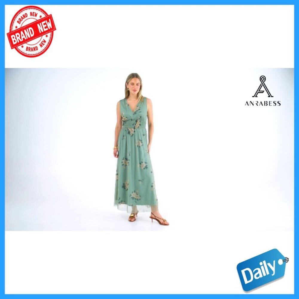 Summer Maxi Dress V-Neck Sleeveless A-Line Tulle Wedding Guest Casual - Picture 7 of 7